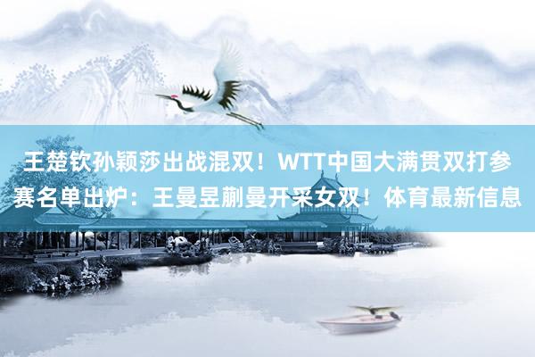 王楚钦孙颖莎出战混双！WTT中国大满贯双打参赛名单出炉：王曼昱蒯曼开采女双！体育最新信息