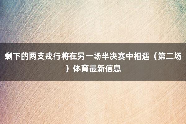 剩下的两支戎行将在另一场半决赛中相遇（第二场）体育最新信息
