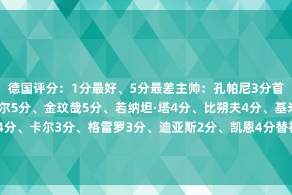 德国评分:1分最好、5分最差主帅:孔帕尼3分首发:诺伊尔4分、莱默尔5分、金玟哉5分、若纳坦·塔4分、比朔夫4分、基米希3分、帕夫洛维奇4分、卡尔3分、格雷罗3分、迪亚斯2分、凯恩4分替补:奥利塞3分、斯坦尼西奇4分、格纳布里3分、格雷茨卡和杰克逊出场本领不及未评分 体育录像/图片