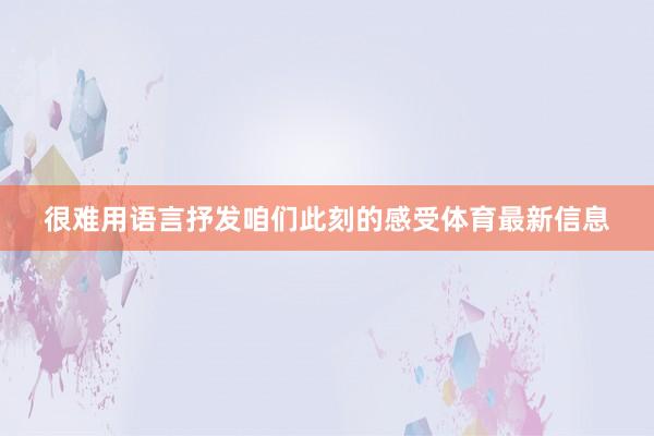 很难用语言抒发咱们此刻的感受体育最新信息