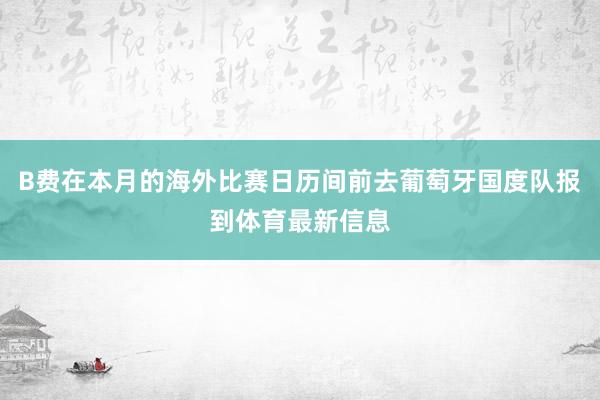 B费在本月的海外比赛日历间前去葡萄牙国度队报到体育最新信息