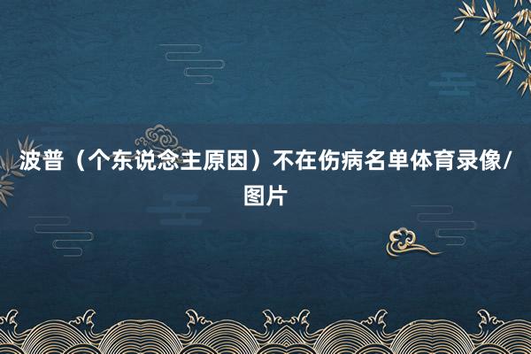 波普（个东说念主原因）不在伤病名单体育录像/图片