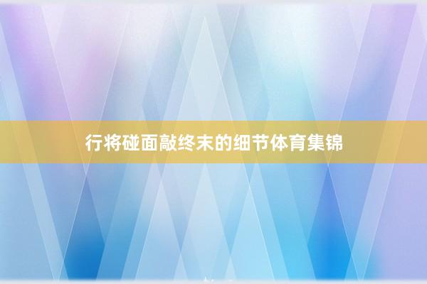 行将碰面敲终末的细节体育集锦