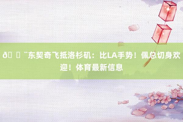 🚨东契奇飞抵洛杉矶：比LA手势！佩总切身欢迎！体育最新信息