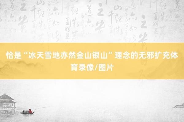 恰是“冰天雪地亦然金山银山”理念的无邪扩充体育录像/图片