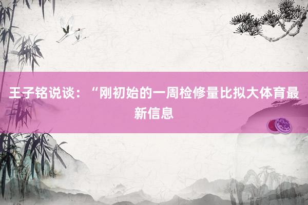 王子铭说谈：“刚初始的一周检修量比拟大体育最新信息