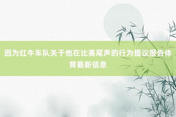 因为红牛车队关于他在比赛尾声的行为提议报告体育最新信息