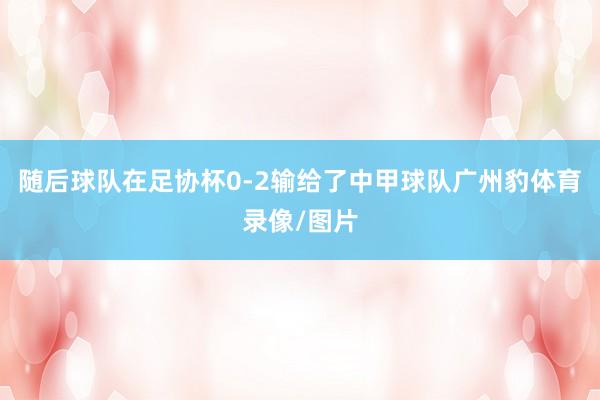 随后球队在足协杯0-2输给了中甲球队广州豹体育录像/图片